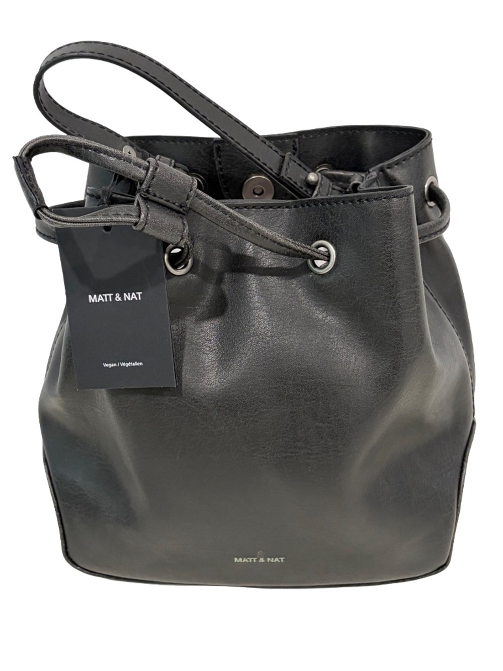 NWT Matt & Nat Vegan Leather Black Bucket Handbag Includes Dust Bag